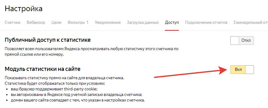 Яндекс Metrika добавила кнопку на фронтенд